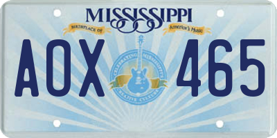 MS license plate AOX465