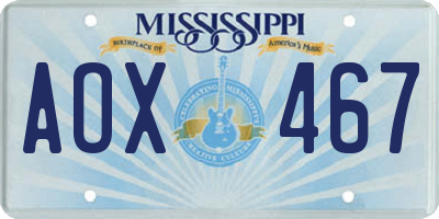 MS license plate AOX467