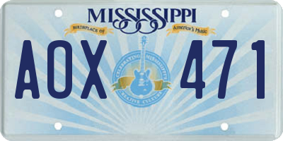MS license plate AOX471