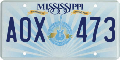 MS license plate AOX473