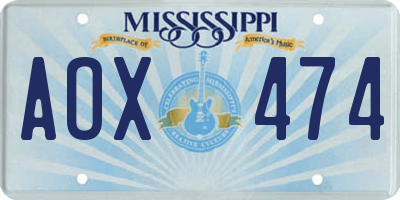 MS license plate AOX474