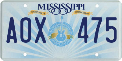 MS license plate AOX475