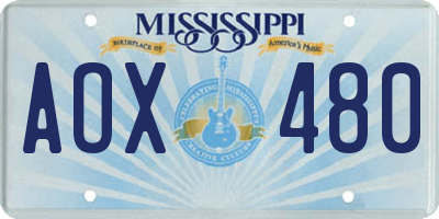 MS license plate AOX480
