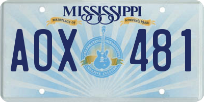 MS license plate AOX481