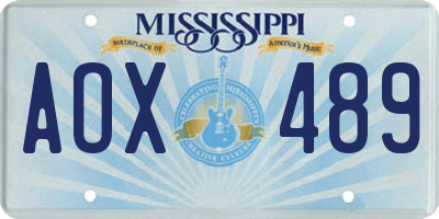 MS license plate AOX489