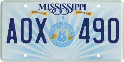 MS license plate AOX490