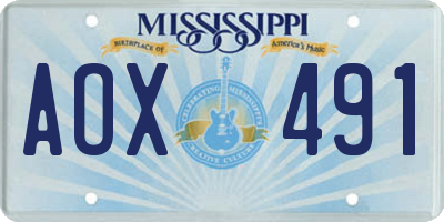 MS license plate AOX491