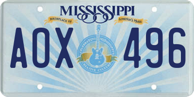 MS license plate AOX496