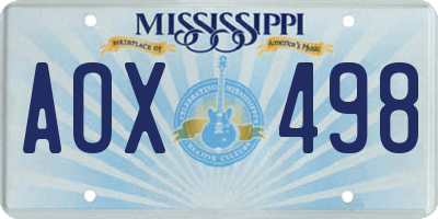 MS license plate AOX498