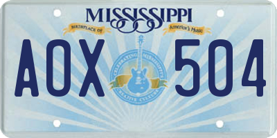 MS license plate AOX504