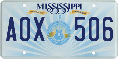 MS license plate AOX506