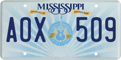MS license plate AOX509