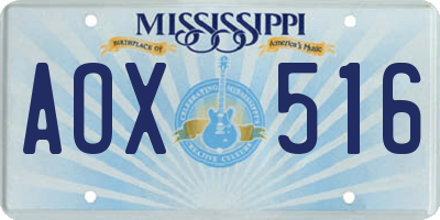 MS license plate AOX516