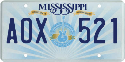 MS license plate AOX521