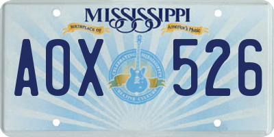 MS license plate AOX526