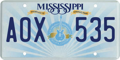 MS license plate AOX535