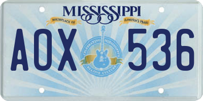 MS license plate AOX536