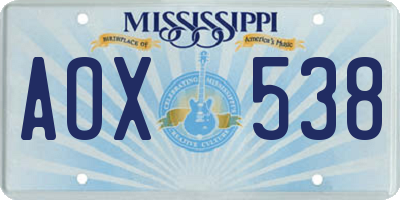MS license plate AOX538