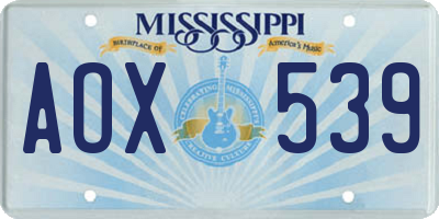 MS license plate AOX539