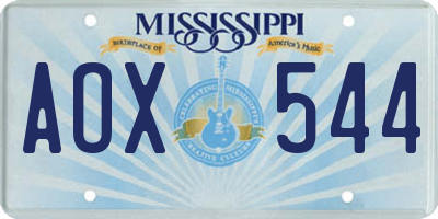 MS license plate AOX544