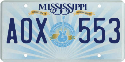 MS license plate AOX553