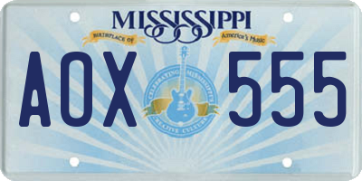 MS license plate AOX555