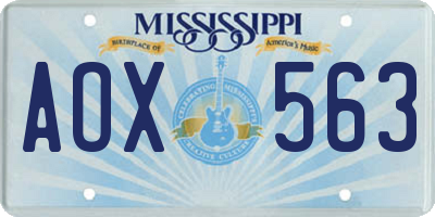MS license plate AOX563