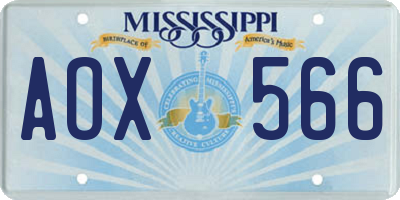 MS license plate AOX566