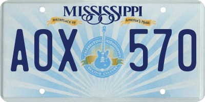 MS license plate AOX570