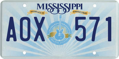 MS license plate AOX571