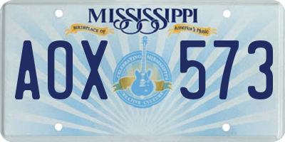 MS license plate AOX573