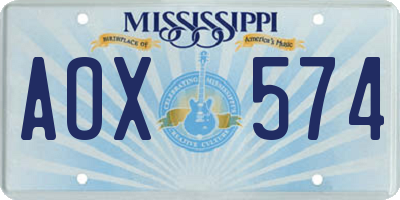 MS license plate AOX574