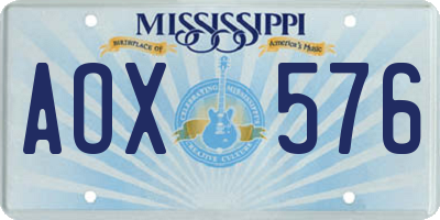 MS license plate AOX576