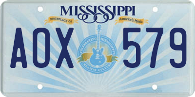 MS license plate AOX579