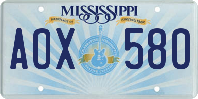 MS license plate AOX580