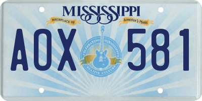 MS license plate AOX581