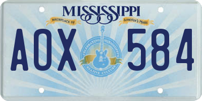 MS license plate AOX584