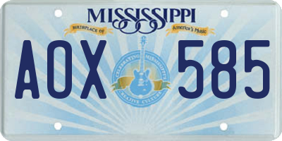 MS license plate AOX585