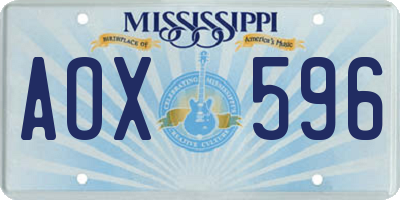 MS license plate AOX596
