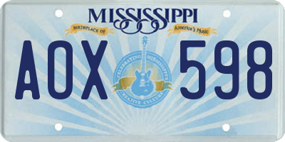 MS license plate AOX598