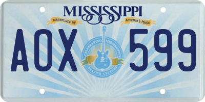 MS license plate AOX599
