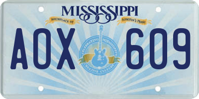 MS license plate AOX609