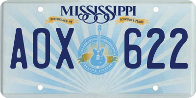 MS license plate AOX622