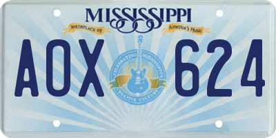 MS license plate AOX624