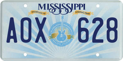 MS license plate AOX628