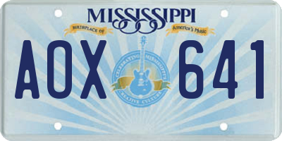 MS license plate AOX641