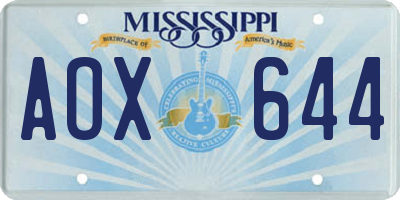 MS license plate AOX644