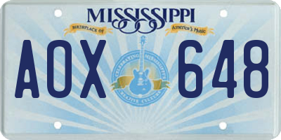 MS license plate AOX648