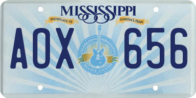 MS license plate AOX656