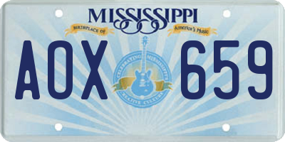 MS license plate AOX659
